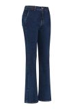 Spijkerbroek van het merk Studio Anneloes met gevlochten detail op het tailleband, een knoop/ritssluiting en een recht pijp in de kleur dark jeans.