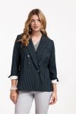 Double breasted travel blazer met regular fit, faux borstzakje en lange mouwen met splitje van het merk Studio Anneloes in de kleur antraciet/light grey.