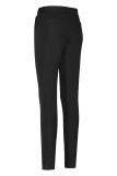 Rib travel broek met aangesloten fit, pintuck en elastieken tailleband met riemlusjes en bijpassend strikceintuur van het merk Studio Anneloes in de kleur zwart.