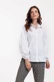 Loose fit poplin blouse met geplooide mouwen en elastieken boordje van het merk Studio Anneloes in de kleur white.
