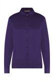 Satinlook blouse van het merk Studio Anneloes met lange mouwen met manchetten, blousekraag en een knoopsluiting in de kleur deep purple.