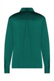 Satinlook blouse met lange mouwen met manchetten, knoopsluiting en een puntkraag van het merk Studio Anneloes in de kleur donker groen.