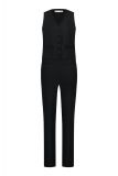 Mouwloze jumpsuit van het merk Studio Anneloes met gilet stijl bovenkant en regular pijpen in de kleur zwart.