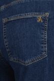 Spijkerbroek van het merk Studio Anneloes met rechte, wijde pijp, tailleband met gevlochten detail en riemlussen, een knoop/ritssluiting, steekzakken aan de voorkant en opgestikte zakken aan de achterkant in de kleur mid jeans.
