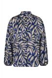 Satinlook blouse met all-over bloemenprint van het merk Studio Anneloes met lange mouwen, knoopsluiting en blousekraag in de kleur azure/cappu.