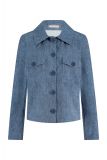 Travel jacket met knoopsluiting, borstzakken en grote klassieke kraag van het merk Studio Anneloes in de kleur mid jeans.