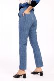 Denimlook travel broek van het merk Studio Anneloes met smalle pijp en elastieken tailleband in de kleur blauw.
