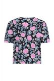 Basic T-shirt van travelstof met bloemenprint, korte mouwen en ronde hals van het merk Studio Anneloes.