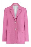 Tweed blazer met reverskraag, knoopsluiting, faux klepzakken en lange mouwen van het merk Studio Anneloes in de kleur donker roze.