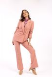 Doublebreasted blazer van travelstof met reverskraag en regular fit van het merk Studio Anneloes in de kleur roze.