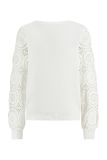 Pullover met crochet mouwen met boorden en V-hals van het merk Studio Anneloes in de kleur off white.