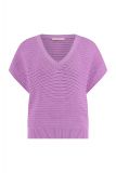 Crochet top met V-hals, korte batwingmouw en regular fit van het merk Studio Anneloes in de kleur lila pink.