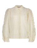 Broderie blouse van het merk Fabienne Chapot met ruches en blinde knoopsluiting in de kleur warm white.
