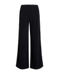 High waist broek met elastieken tailleband en uitlopende pijp in de kleur zwart.