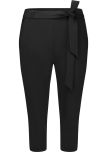 Capri travelbroek met bijpassend strikceintuur, elastieken tailleband met riemlusjes en steekzakken van het merk Studio Anneloes in de kleur zwart.