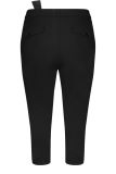 Zwarte capri broek van travelstof met strikceintuur, elastieken tailleband met riemlusjes en steekzakken van het merk Studio Anneloes.