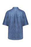Denimlook blouse van travelstof met kraag, korte mouwen en knopen van het merk Studio Anneloes.