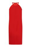 Zomerjurk van travelstof met ronde hals met spaghettibandjes en recht model van het merk Studio Anneloes in de kleur rood.