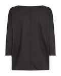 Gebreide pullover van het merk Freequent met driekwart mouwen met ribgebreide boorden en een ronde hals in de kleur zwart.