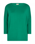 Gebreide pullover van het merk Freequent met driekwart mouwen met ribgebreide boorden en een ronde hals in de kleur pepper green.