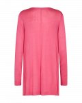 Halflang fijnbrei vest zonder sluiting met lange mouwen in de kleur carmine rose.