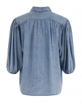 Blauwe denimlook blouse met wijde driekwart mouwen van het merk Moscow.