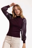 12061 Noortje Faux Leather Pullover - Blackberry