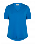 T-Shirt van het merk Freequent met V-hals en korte mouwen in de kleur french blue.