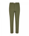 Enkellange broek met paspelzakken, riemlussen en gecombineerde knoop/ritssluiting van het merk Freequent in de kleur deep lichen green.