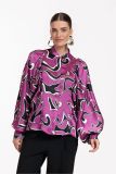 12218 Paulette Crinkle Blouse - Magenta/Black