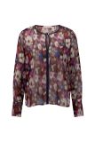 Crepe blouse met multi color leoflower print, ronde hals met knoopje en contrasterende bies van het merk Studio Anneloes.