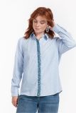 12371 Bobby Poplin Blouse - Light Blue/Off White