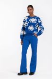 12405 Cassidey Flower Pullover - Royal Blue/Off White