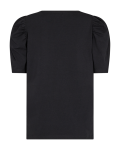 T-Shirt van het merk Freequent met ronde hals en korte pofmouwen in de kleur zwart.