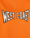 Sweater van het merk Freequent met de tekst West Coast op de voorkant in de kleur tangelo.