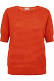 T-Shirt met korte mouwen van het merk Freequent met noppenstructuur in de kleur koraal.