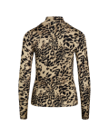 Leopard print top met col en lange mouwen.