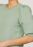 Jersey sweater van Sisters Point met ronde hals en korte pofmouwen in de kleur groen.