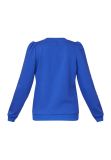 Blauwe trui met ronde hals en lange pofmouwen van het merk Sisters Point.