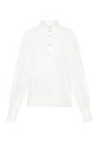Embroidery blouse met rufflekraag, lange mouwen en manchetten met ruffles van het merk Sisters Point in de kleur wit.