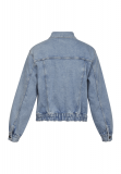 Denim jasje van Sisters Point met elastieken boord en parel details in d ekleur licht blue used.