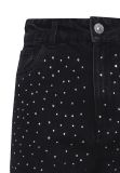 Denim short met strass steentjes van Pieces donkergrijs zwart korte broek