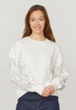 17176 HIKE-SW3 Sweater met Borduursel - Cream/Black