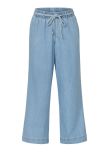 Denim broek met wijde pijpen en elastieken tailleband en drawstring in de kleur licht blauw.