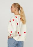 17639 Hike-Sw8 Sweater met Harten - Porcelain/Ruby