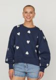 Hike-Sw8 Sweater met Harten - Navy/Creme