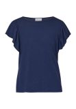 T-Shirt van het merk Sisters Point met ronde hals en korte volantmouwen in de kleur donker blauw.