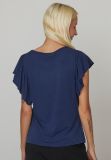 17702 ESEMA-SS T-Shirt met Volant Mouwen  - Donker Blauw