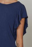 17702 ESEMA-SS T-Shirt met Volant Mouwen  - Donker Blauw