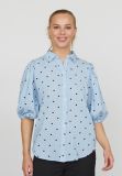 17830 ELLA-SH49 Blouse met Dots - Licht Blauw/Zwart